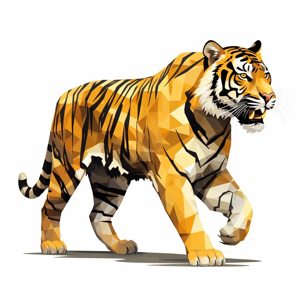 tiger geometric figure yellow triangle illustration vector logo
