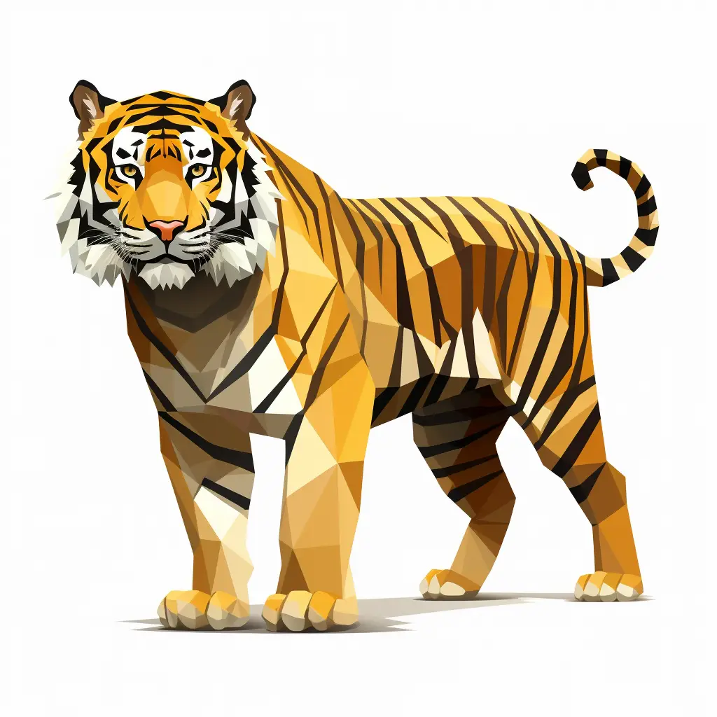tiger geometric figure yellow triangle logo vector illustration