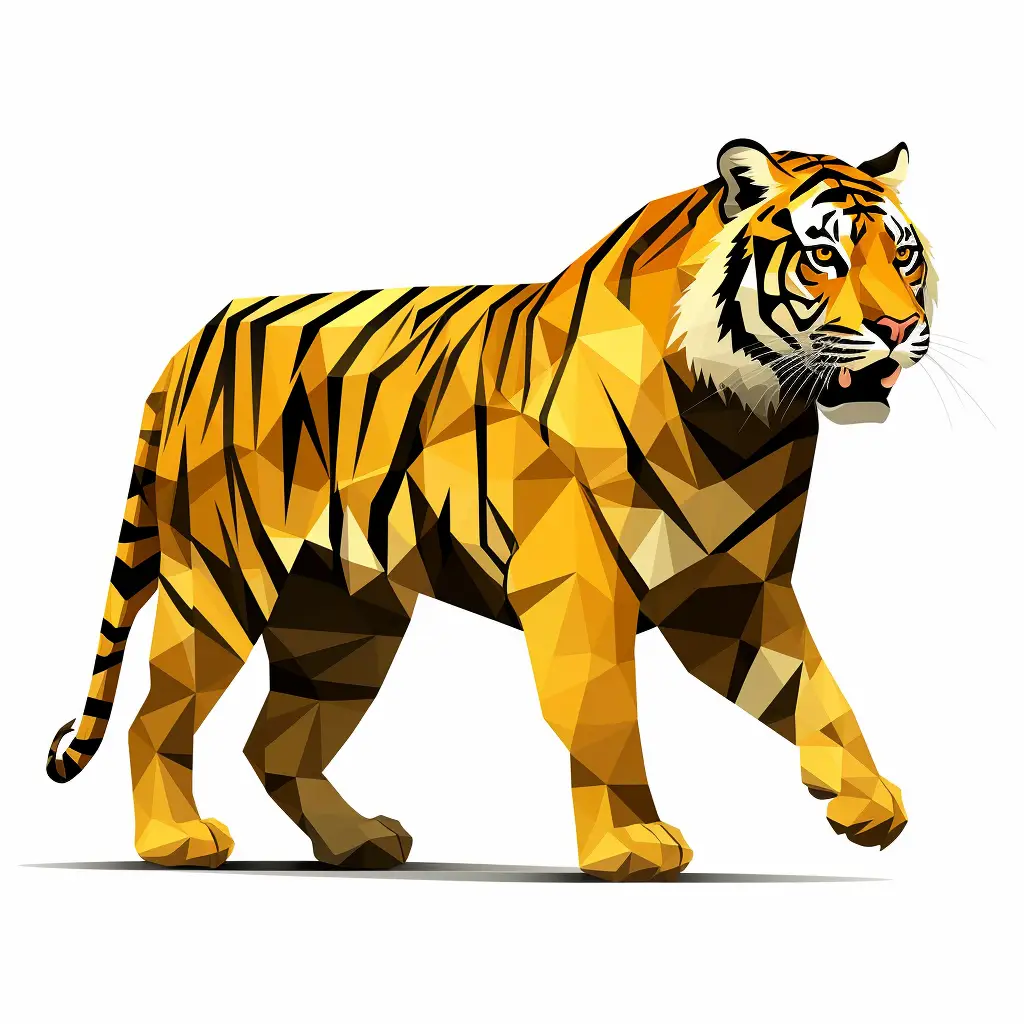 tiger geometric figure yellow triangle vector illustration logo