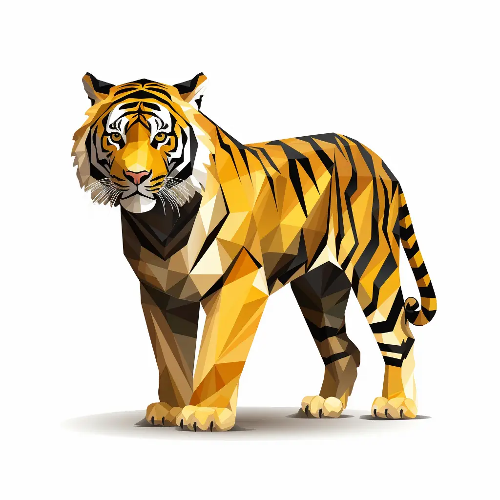 tiger geometric figure yellow triangle vector logo illustration