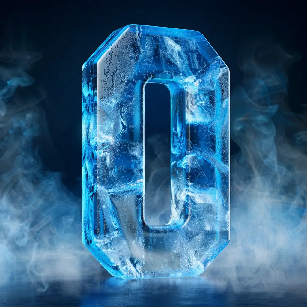 0 number cold ice block freeze  text word 3D