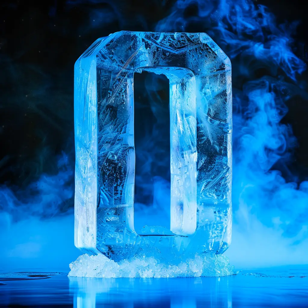 0 number cold ice block text word 3D freeze