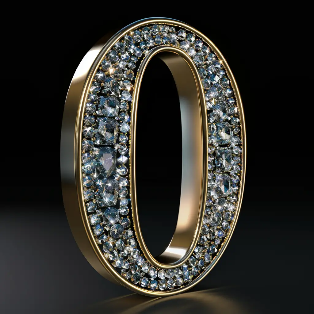 0 number text word type diamond 3D gold
