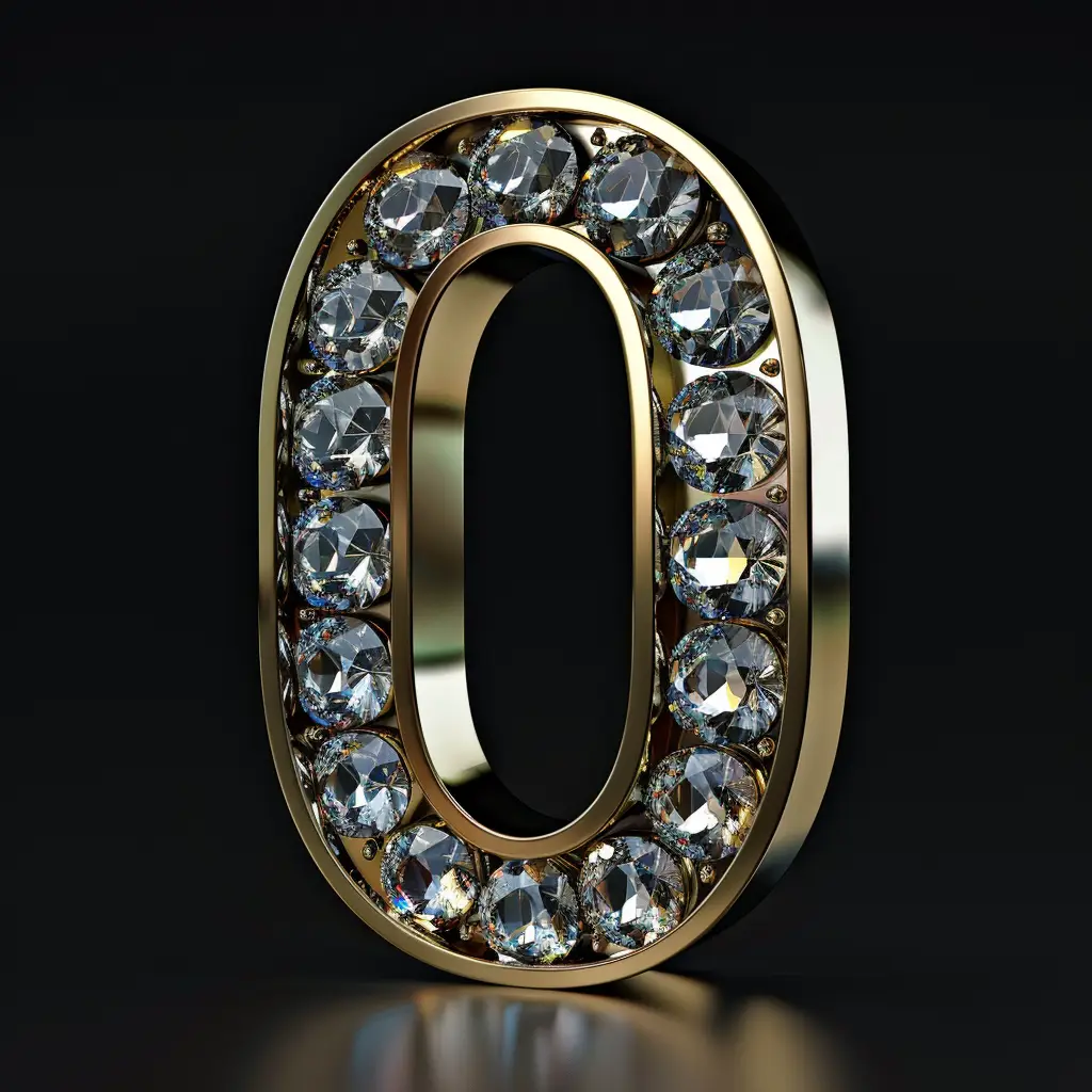 0 number text word type diamond gold 3D