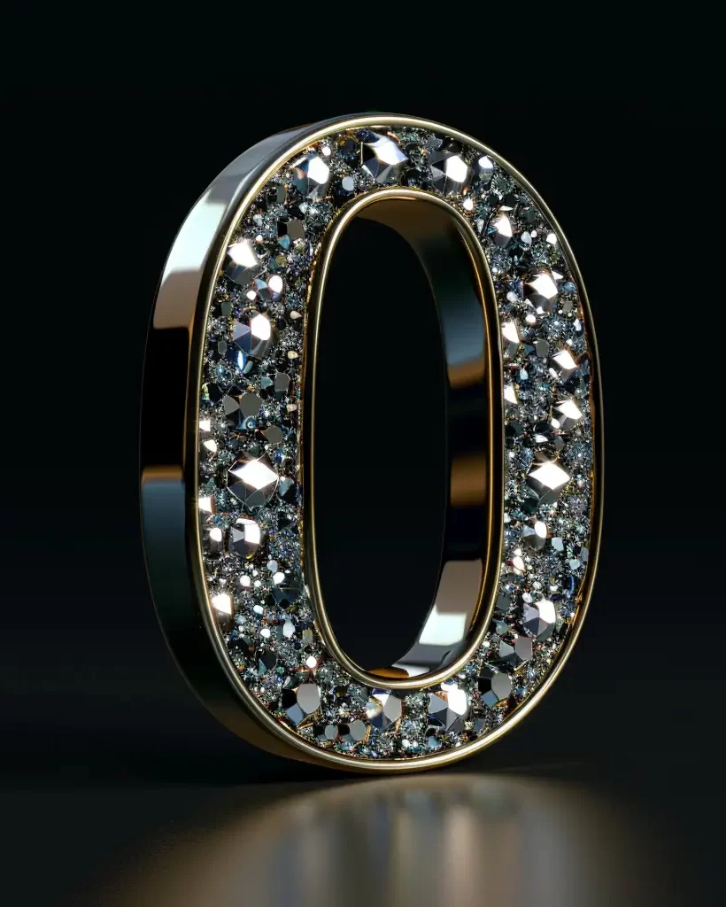 0 number word text type diamond gold 3D