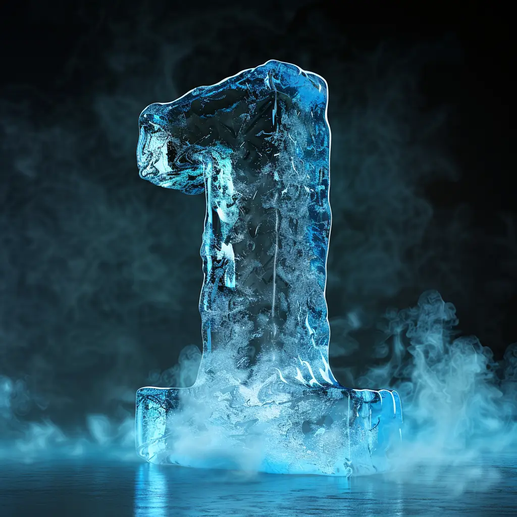 1 number cold ice block freeze  text word 3D