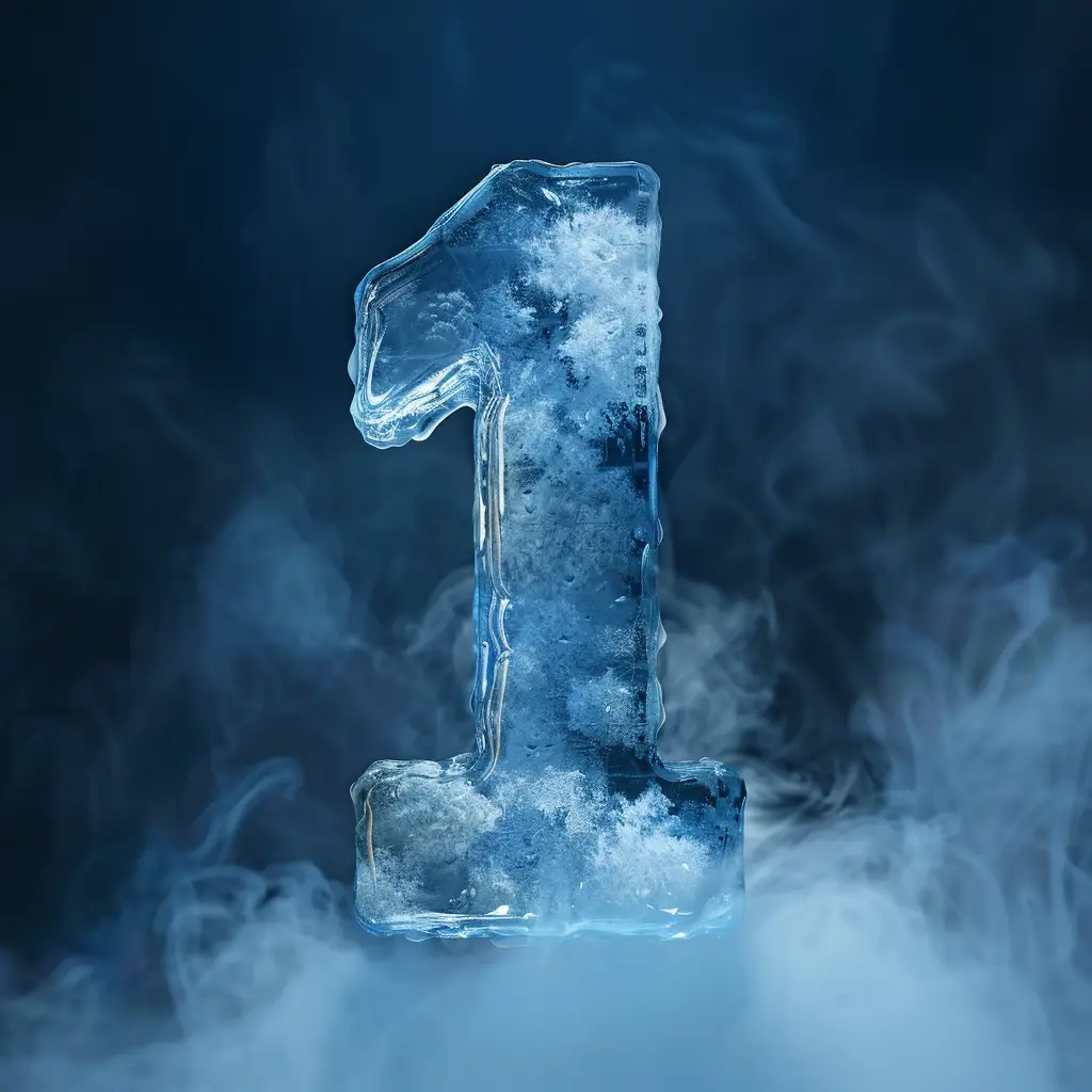 1 number cold ice block text word freeze 3D