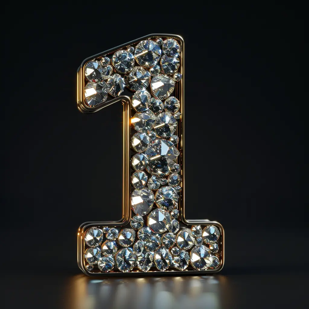 1 number text word type diamond gold 3D