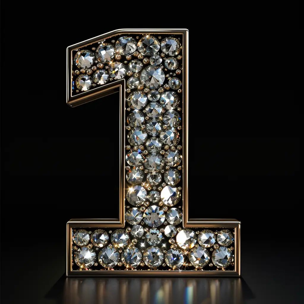 1 number word text type diamond 3D gold