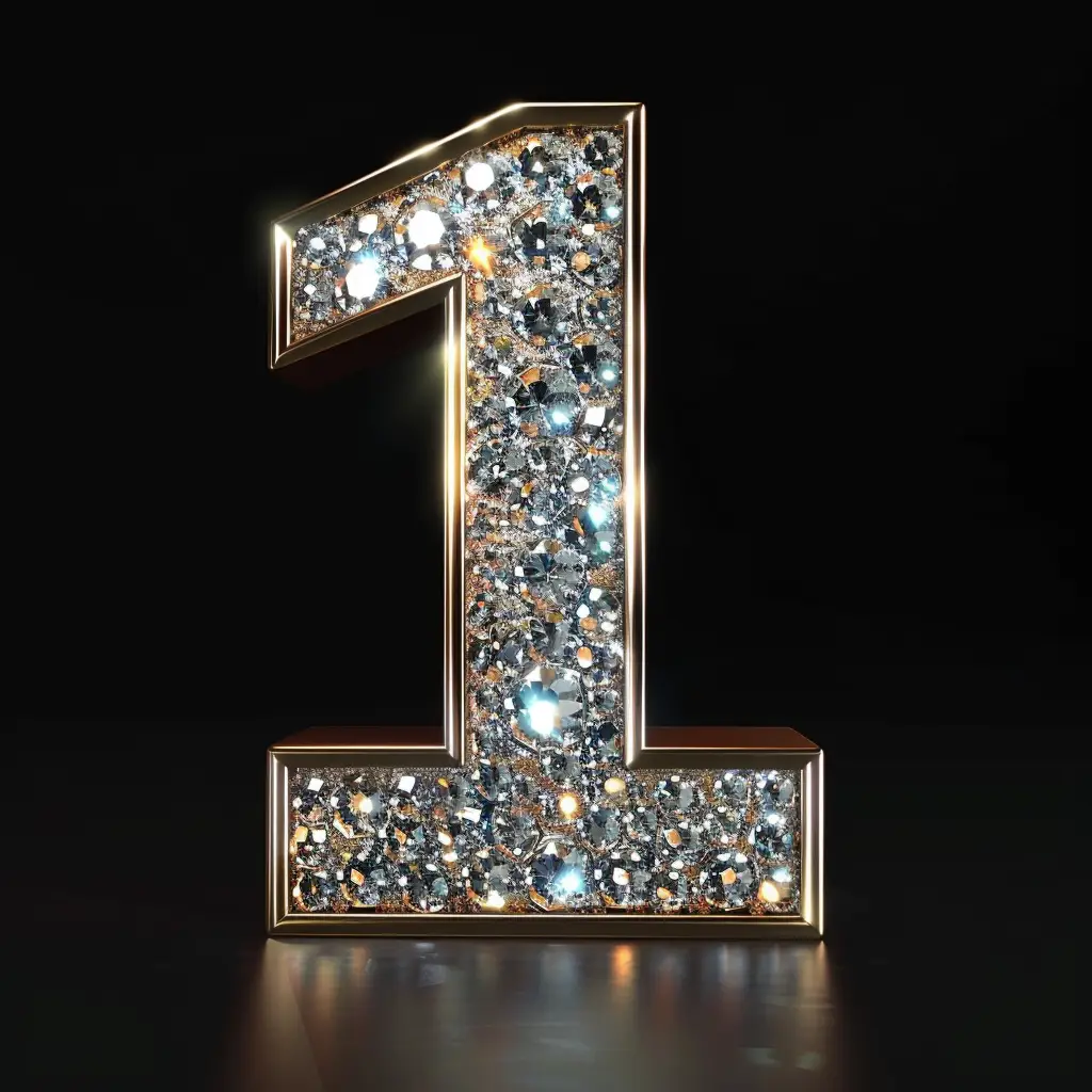 1 number word text type diamond gold 3D