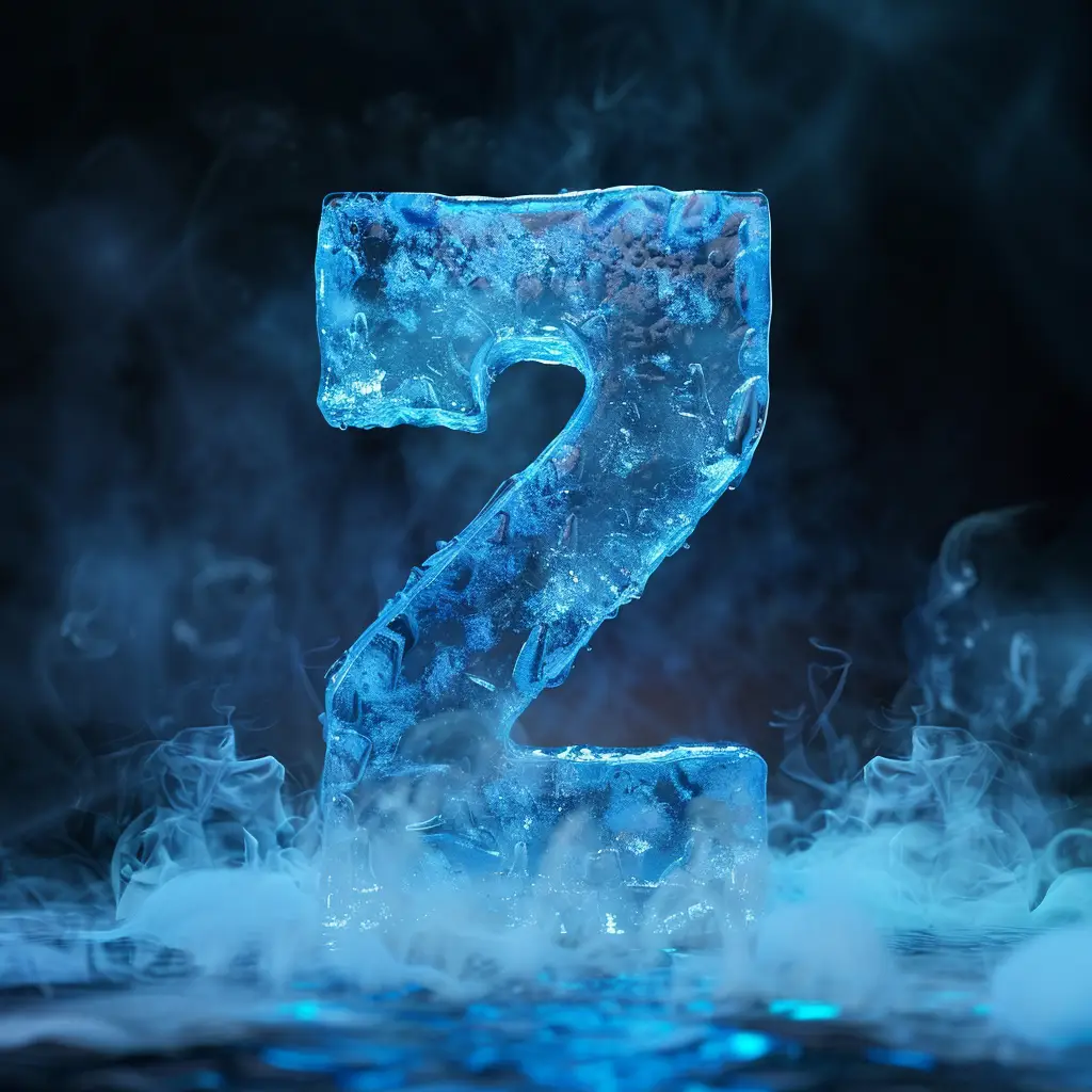 2 number cold ice block freeze  text word 3D