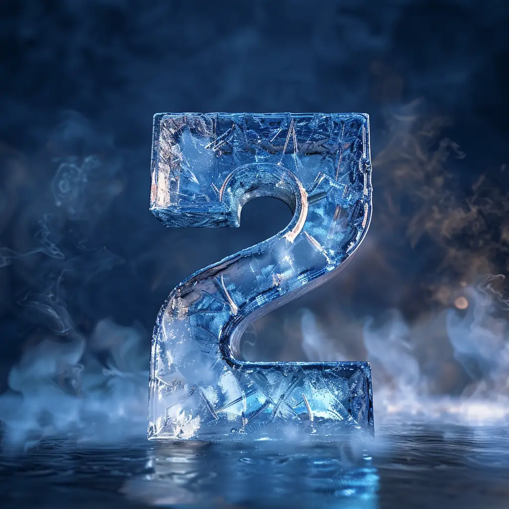 2 number cold ice block text word 3D freeze