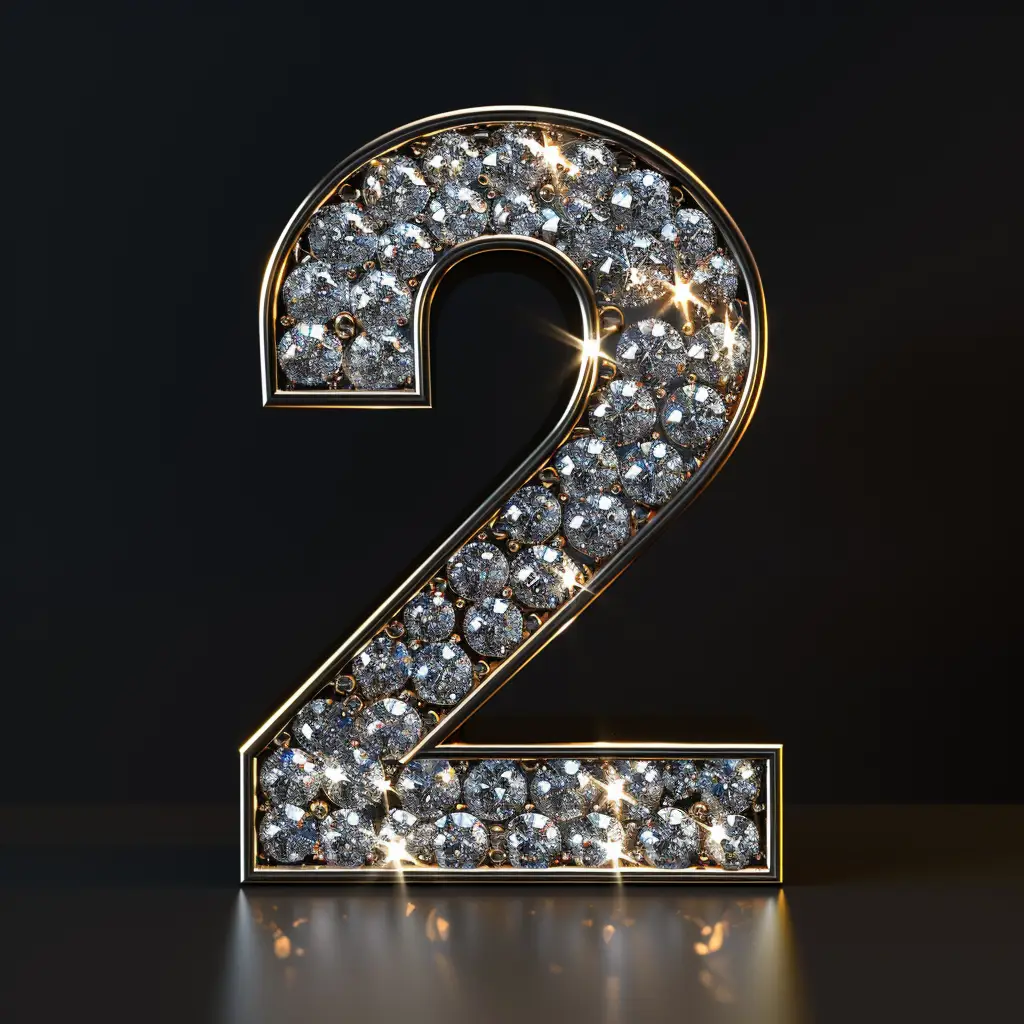 2 number text word type diamond gold 3D