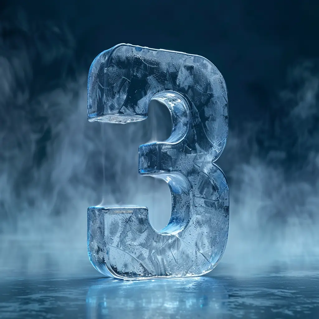 3 number cold ice block text word 3D freeze