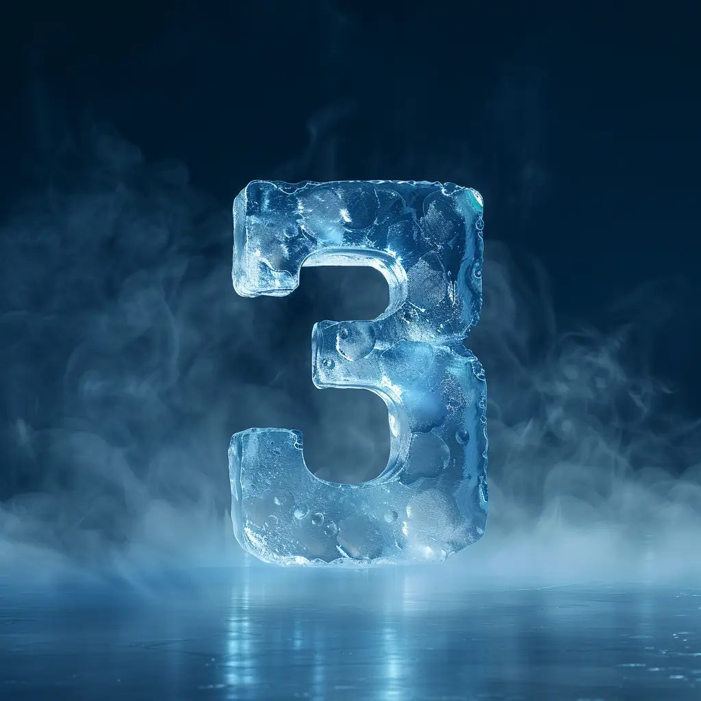 3 number cold ice block text word freeze 3D