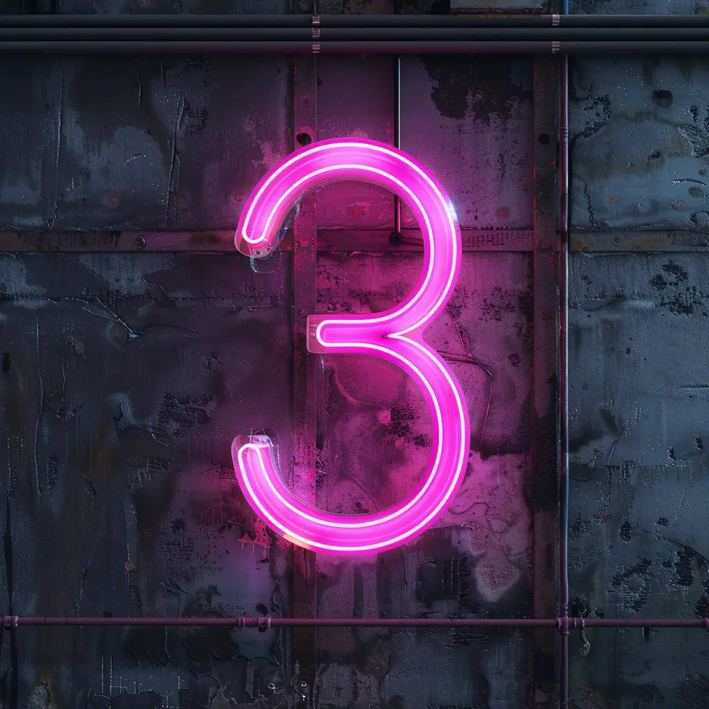 3 number pink LED light neon word text
