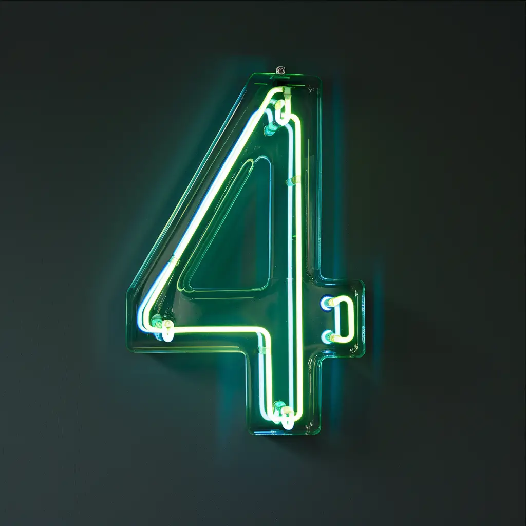 4 number green LED neon light word text