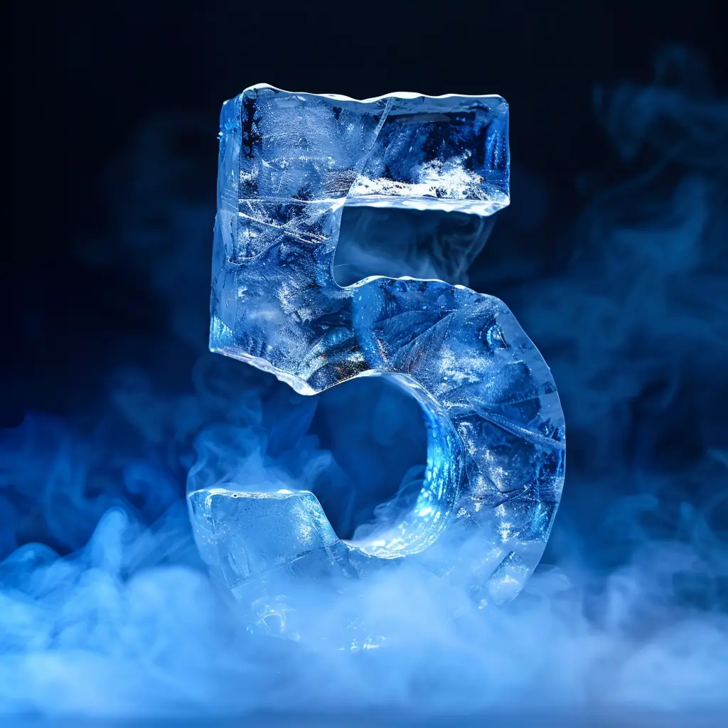 5 number cold ice block text word freeze 3D