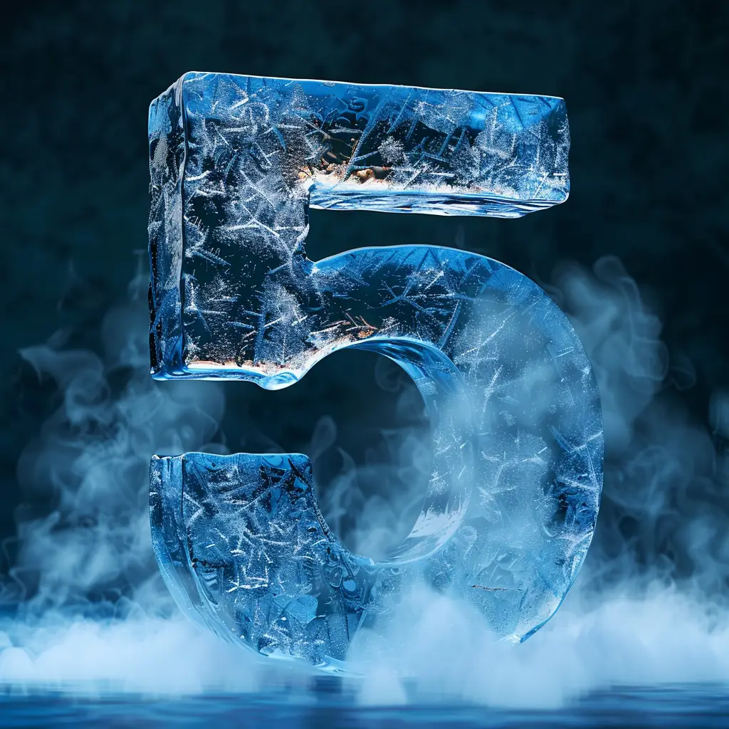 5 number cold ice block word text freeze 3D