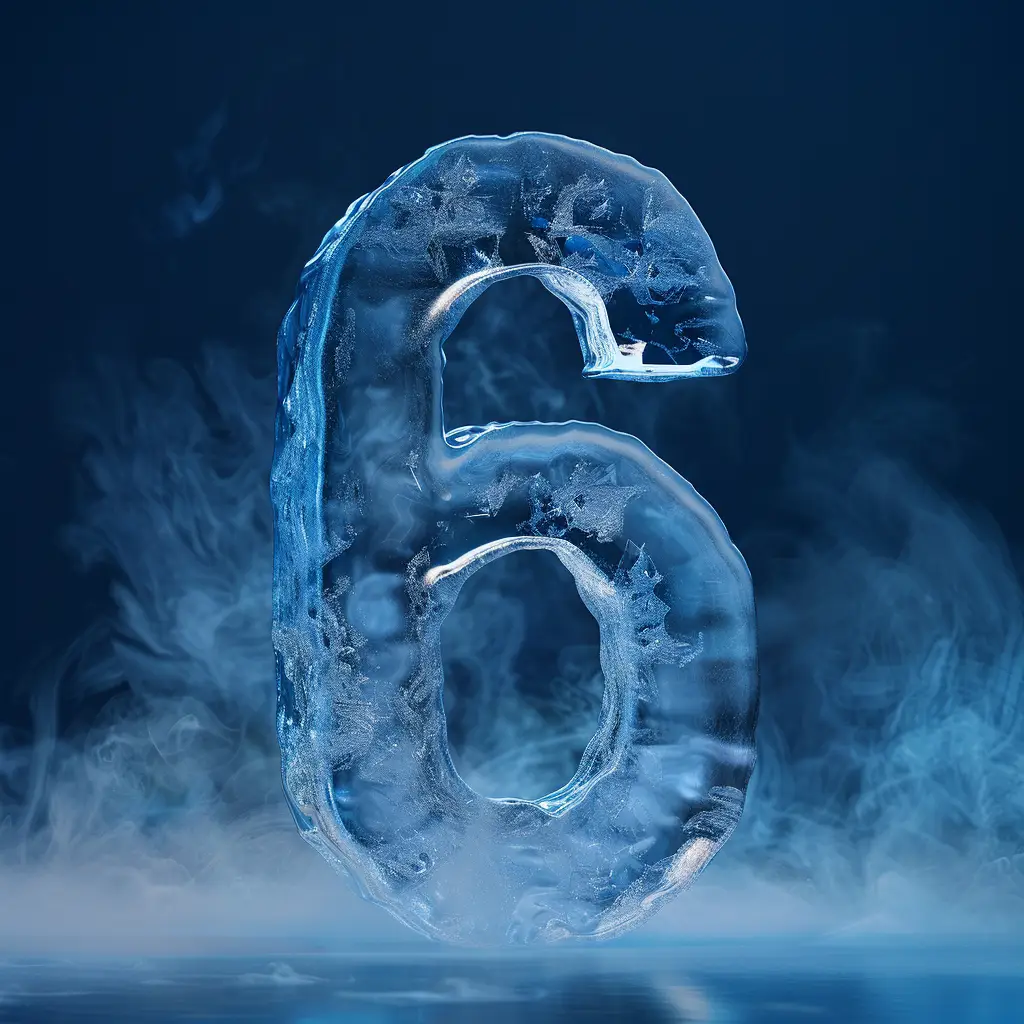 6 number cold ice block freeze  text word 3D