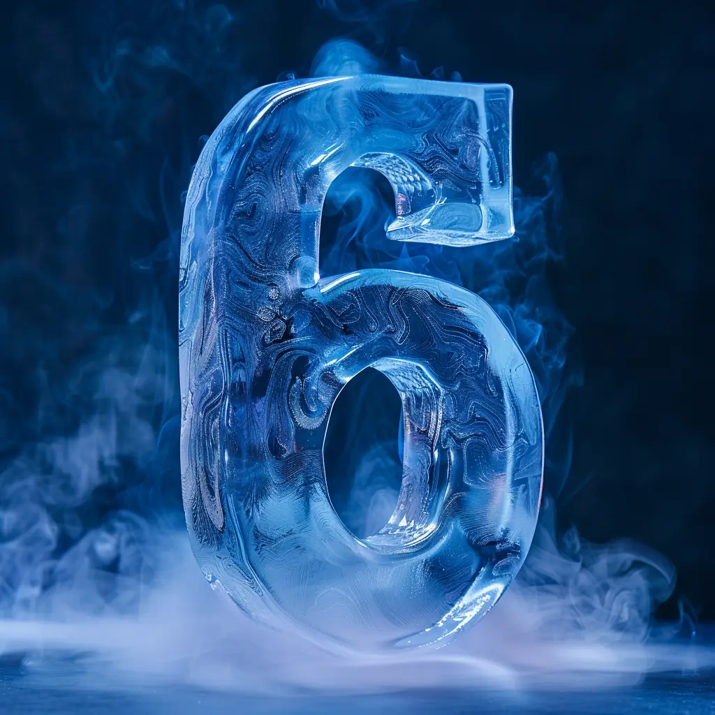 6 number cold ice block text word 3D freeze