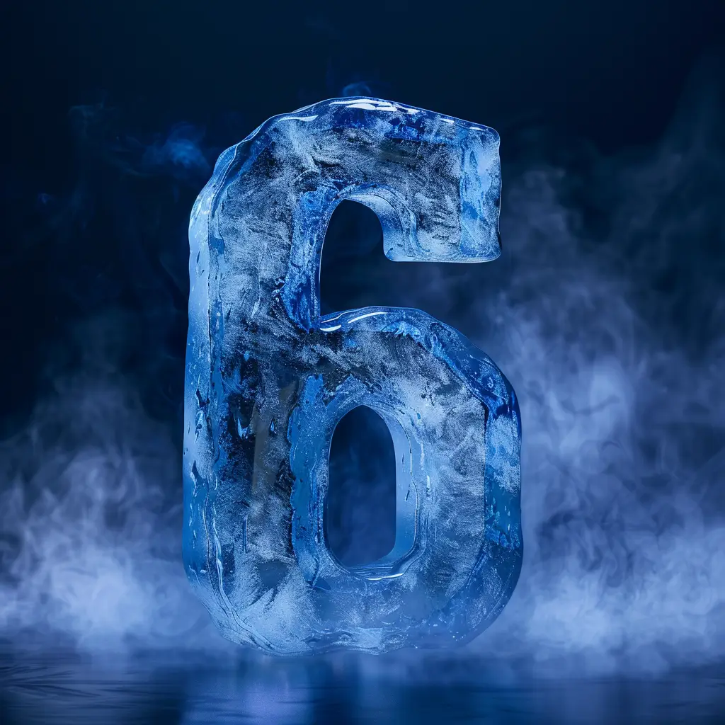 6 number cold ice block text word freeze 3D