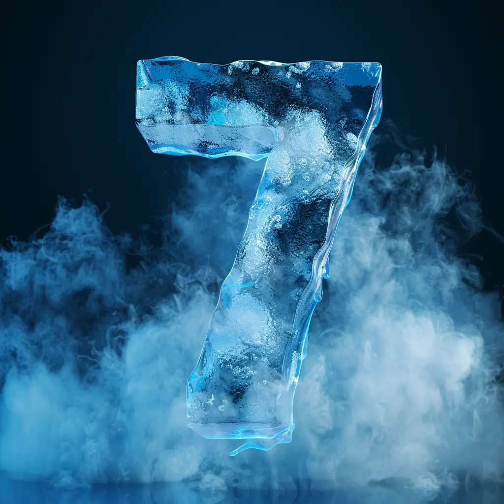 7 number cold ice block freeze  text word 3D