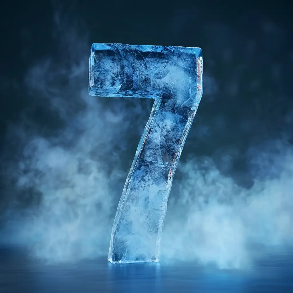 7 number cold ice block text word 3D freeze