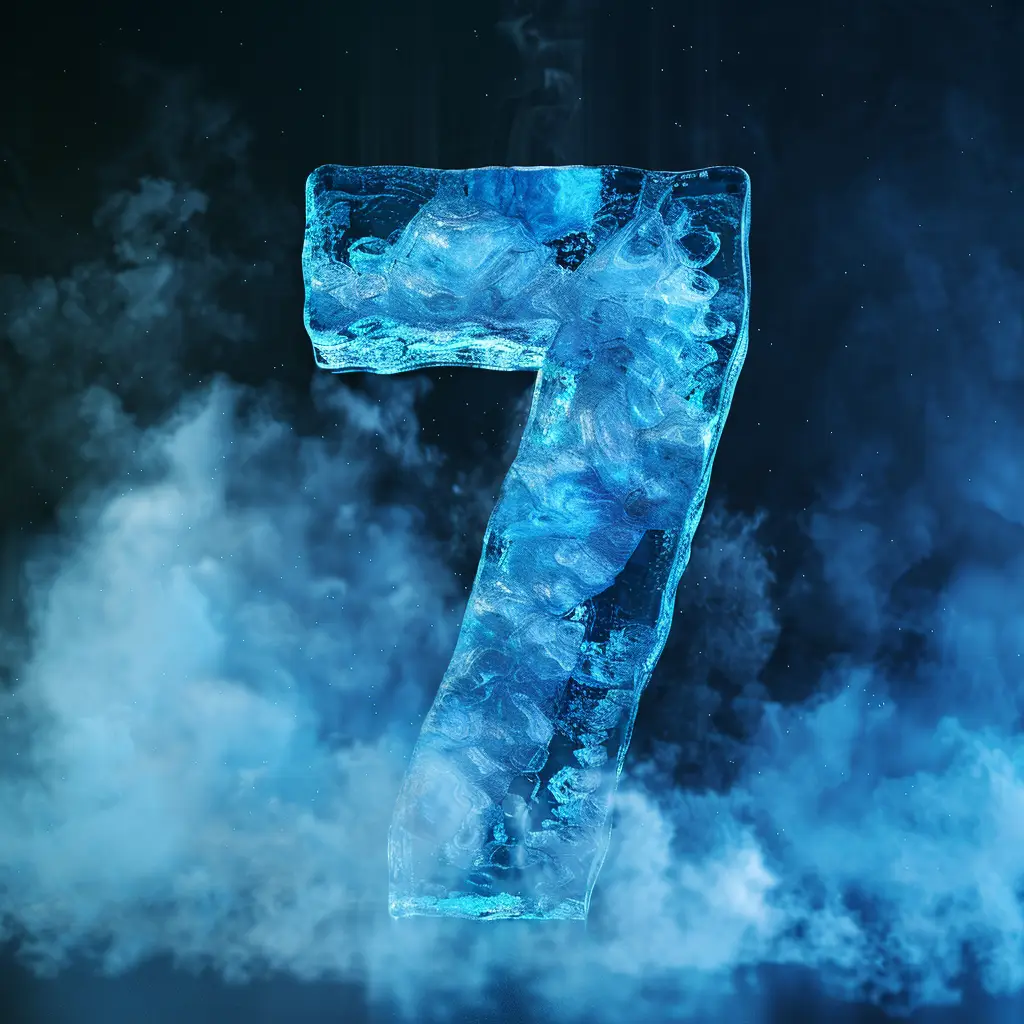 7 number cold ice block text word freeze 3D