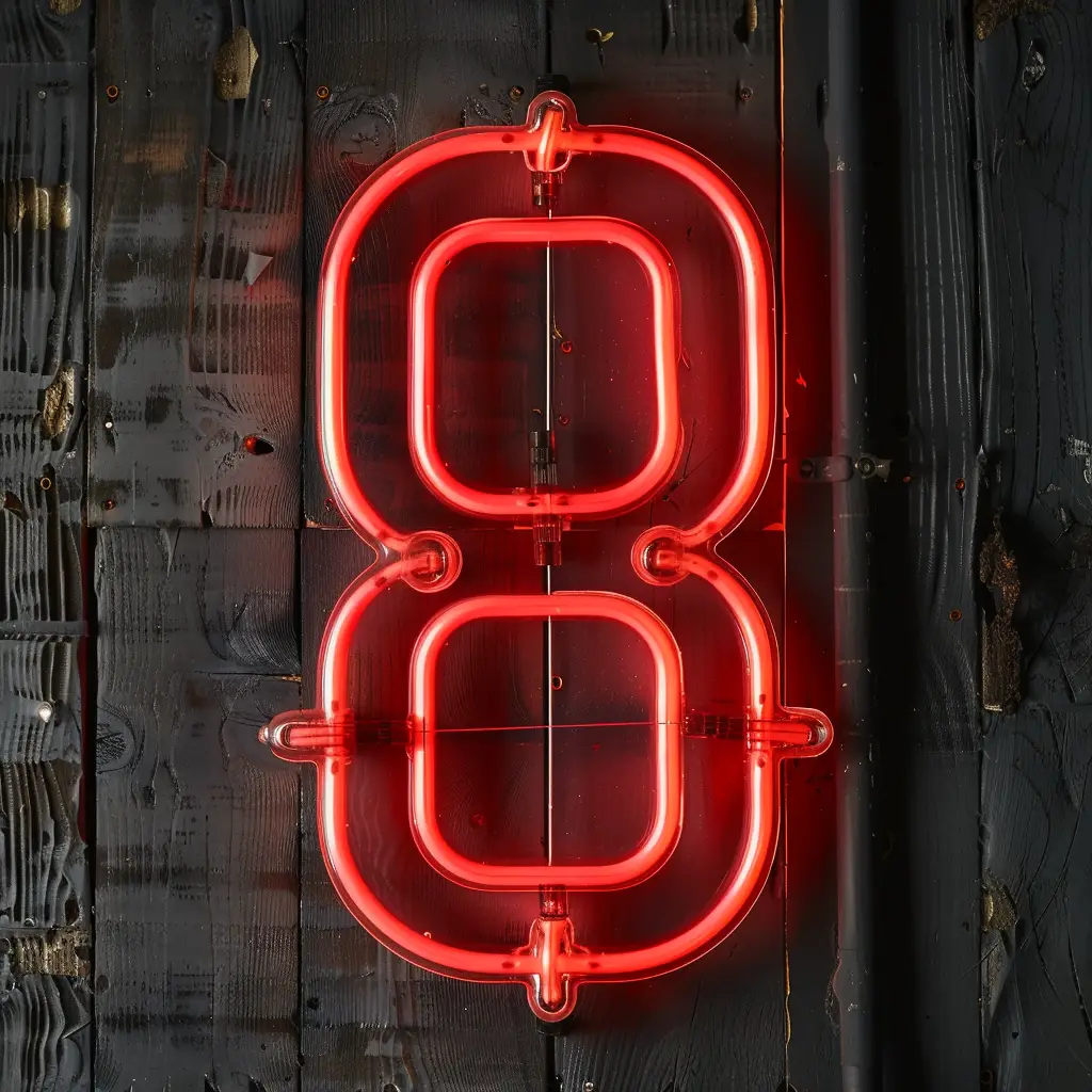 8 number red LED light neon text word