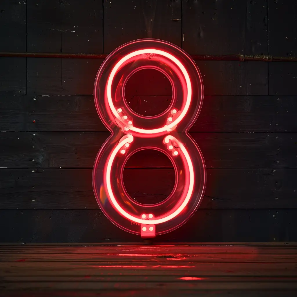 8 number red LED neon light text word