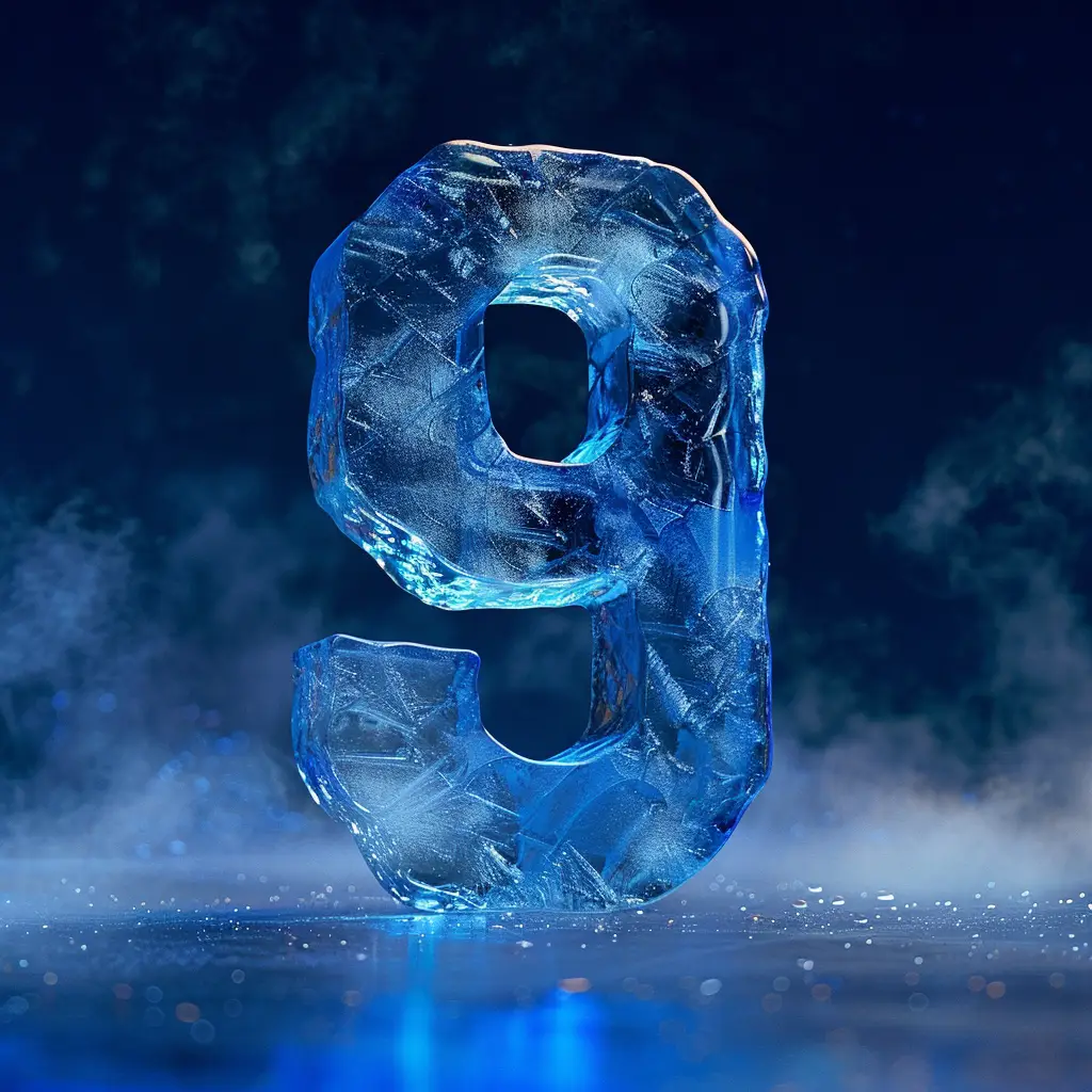 9 number cold ice block freeze  text word 3D