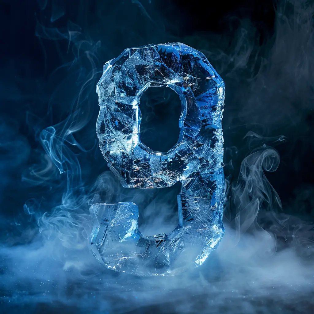 9 number cold ice block word text freeze 3D
