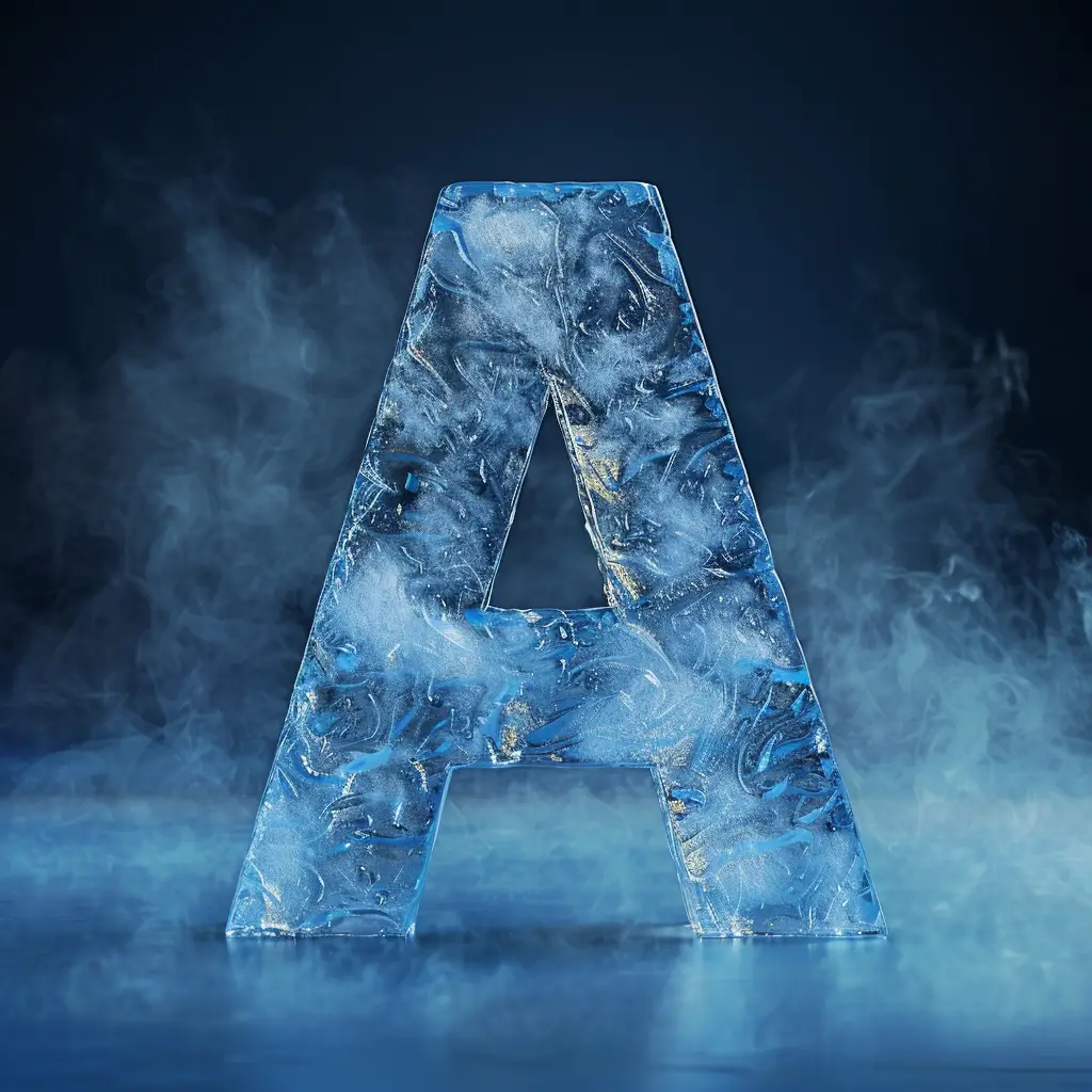 A letter cold ice block 3D text word freeze