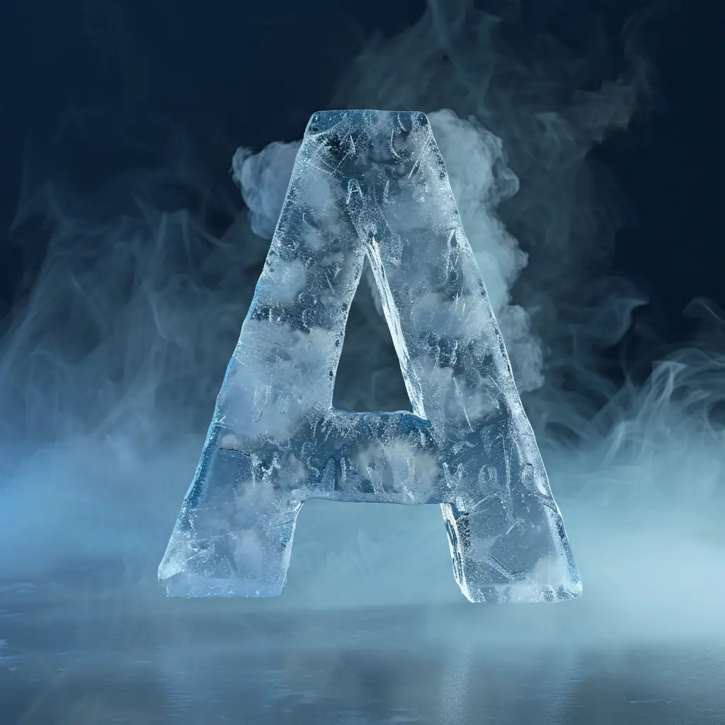A letter cold ice block text word 3D freeze