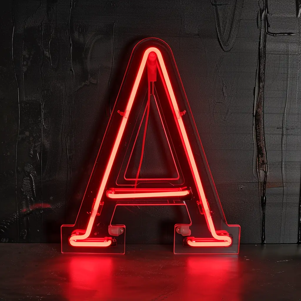 A letter red LED light neon word text