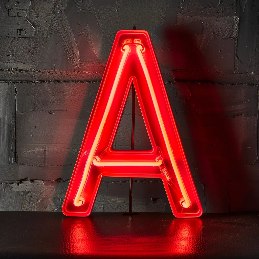 A letter red LED neon light word text