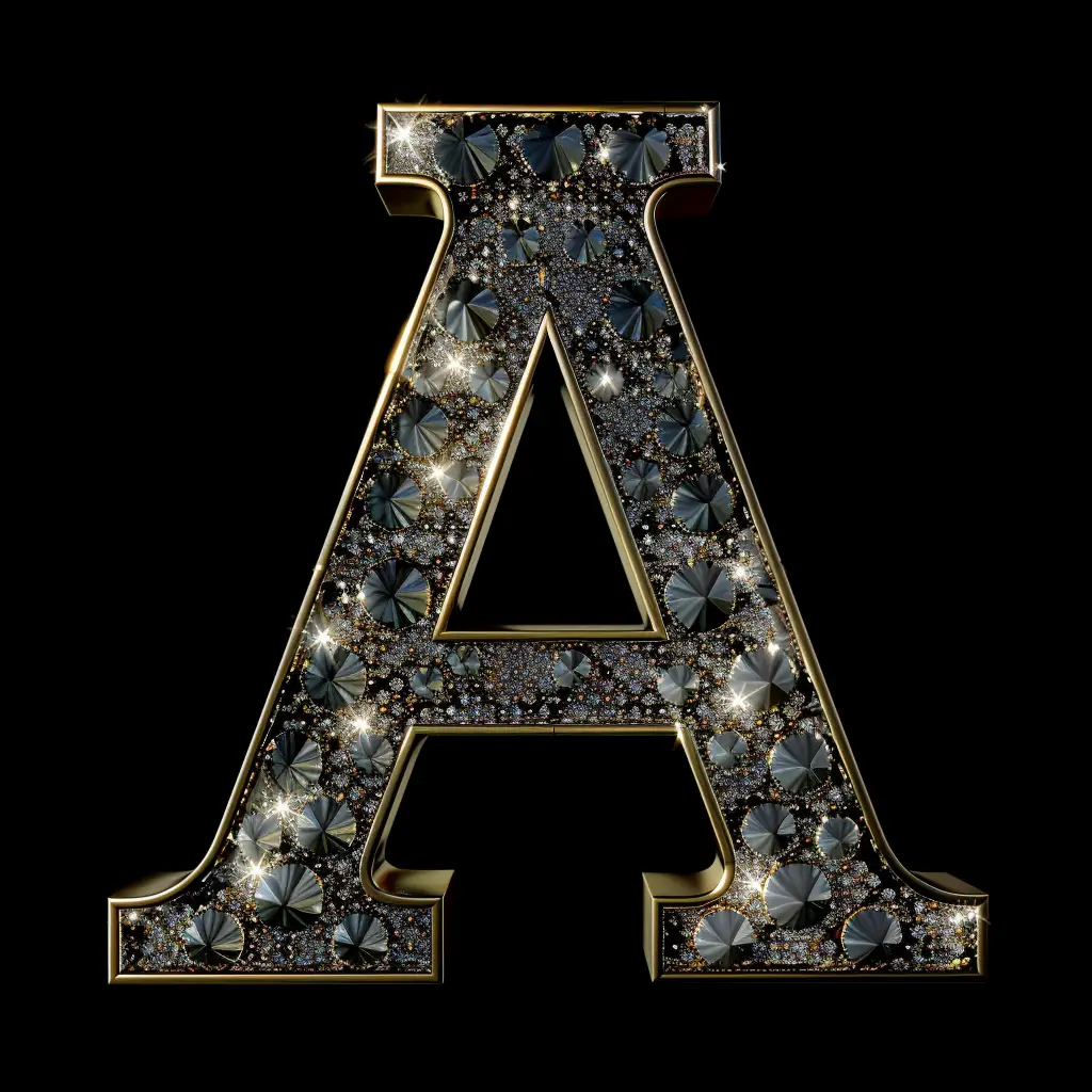 A letter word type text 3D diamond gold