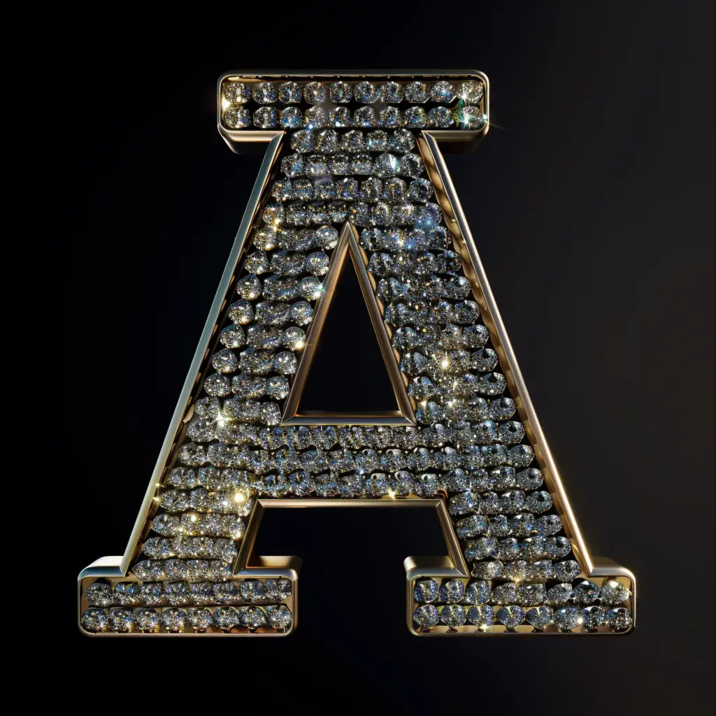 A letter word type text diamond gold 3D