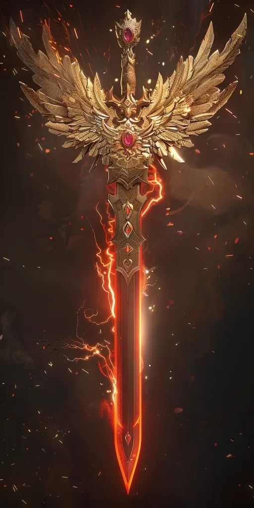 Chinese sword 3D game red flame dark lighting CG