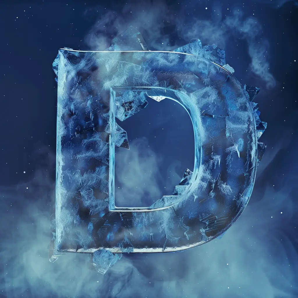 D letter cold ice block 3D text word freeze