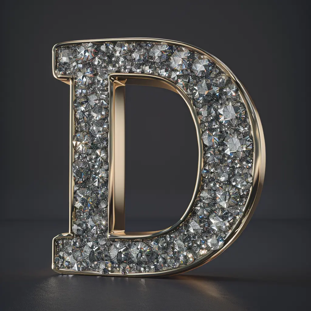 D letter word text type 3D diamond gold