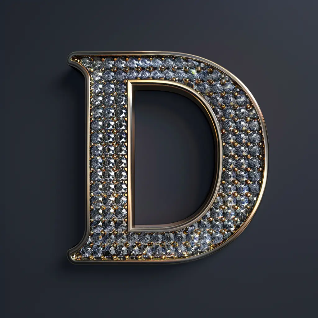 D letter word type text 3D diamond gold
