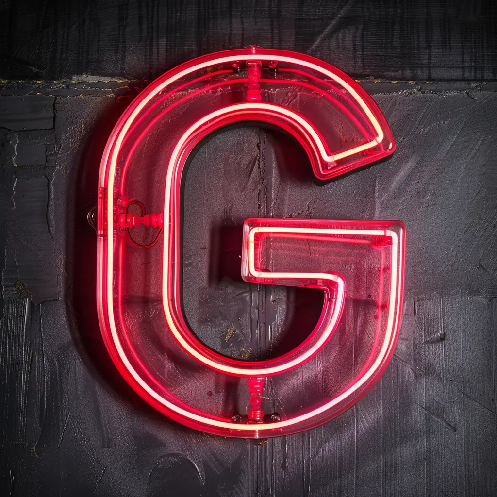 G letter red LED neon light word text