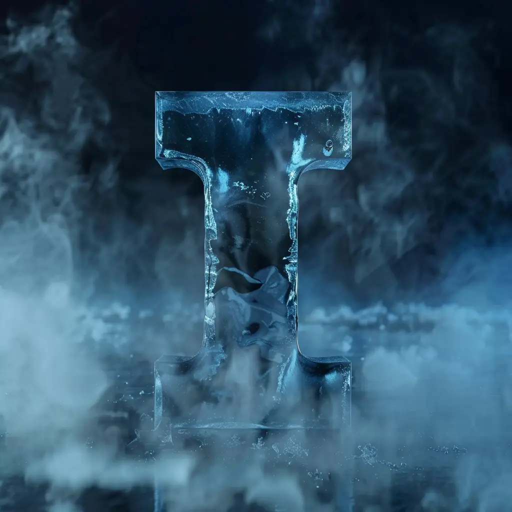 I letter cold ice block word text freeze 3D