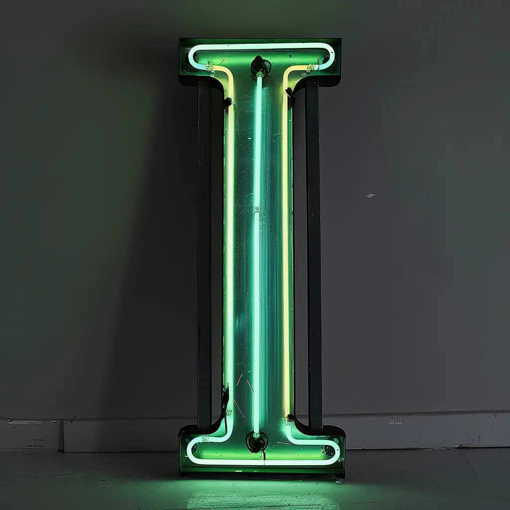 I letter green LED light neon text word