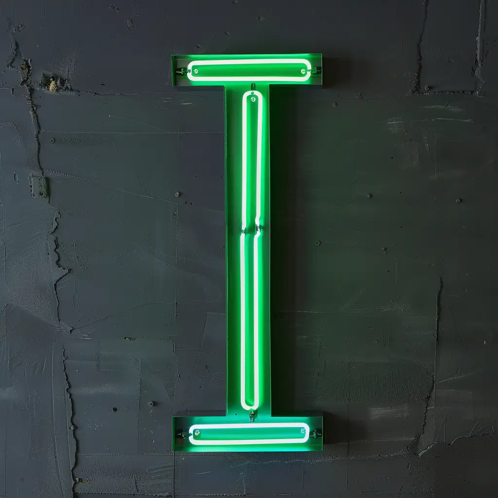 I letter green LED neon light word text