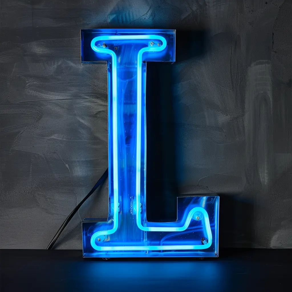 L letter blue LED neon light text word