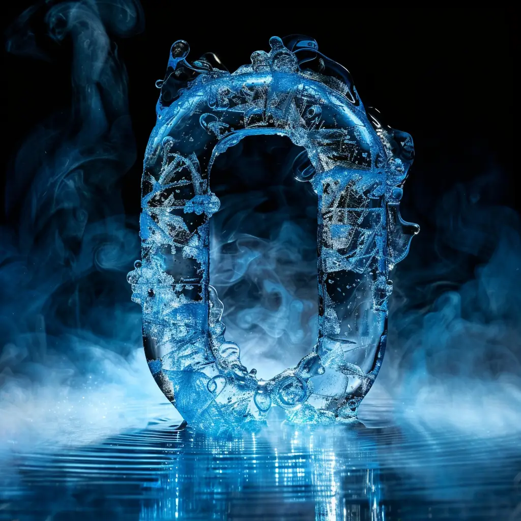 O letter cold ice block 3D text word freeze