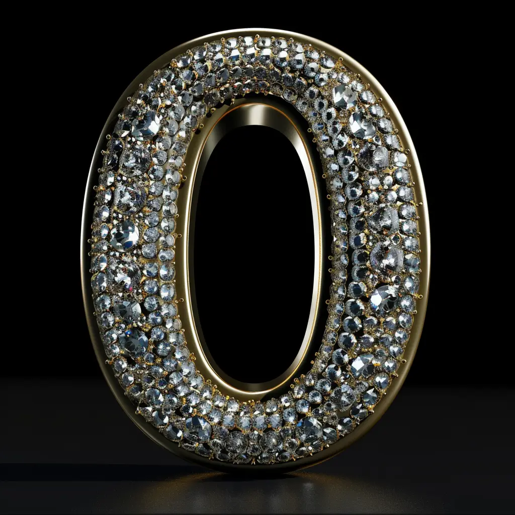 O letter word type text diamond gold 3D